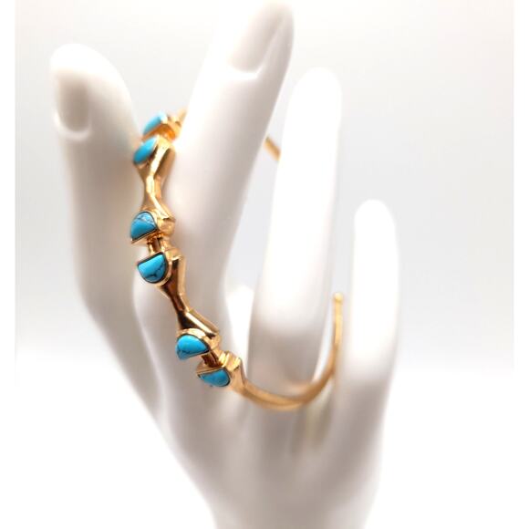 Stella & Dot Turquoise Gold Tone Cuff Bracelet - Picture 2 of 9